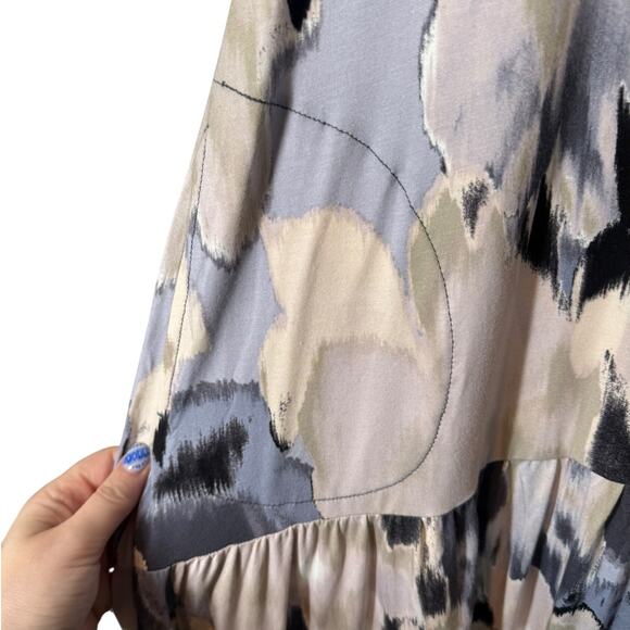 LOGO‎ by Lori Goldstein Elbow Sleeve Crew Neck Dress Neutral Combo Jersey Large - Picture 4 of 7